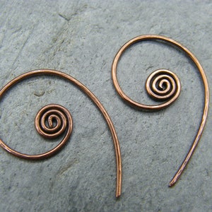 Sleeper hoops Hoop earrings 1 inch hoops Sleepers Copper hoop earrings Spiral hoops Spiral hoop earrings Minimalist hoops image 1