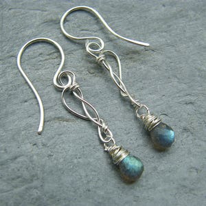 Labradorite earrings ~ Dangle earrings ~ Sterling silver ~ Blue labradorite earrings ~ Elegant earrings ~ Handmade earrings for women~