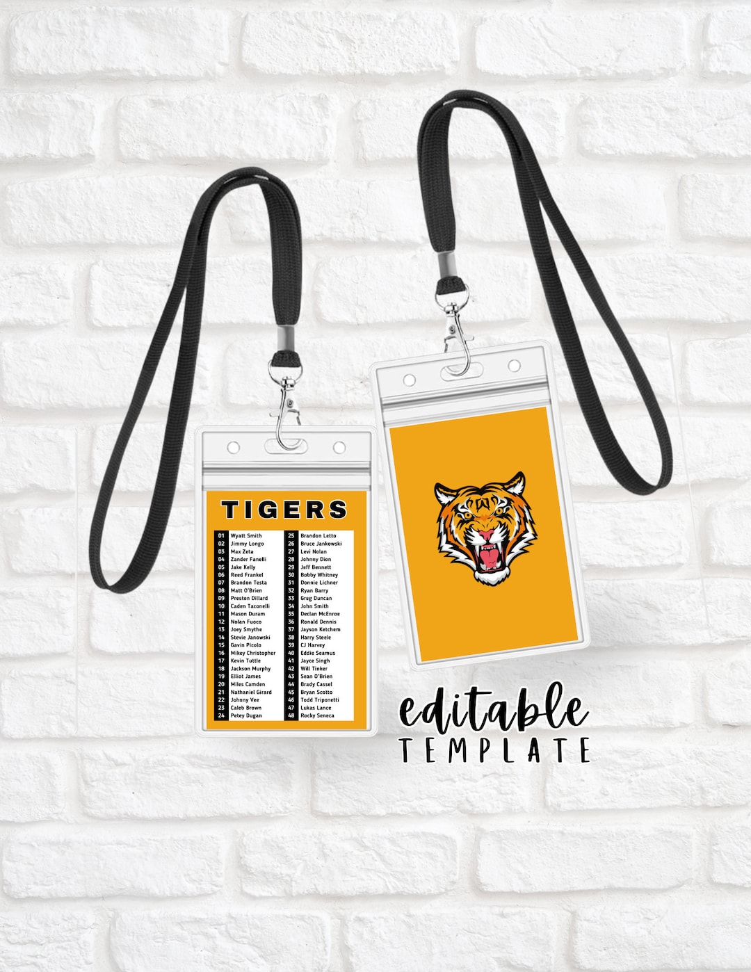 Editable Team Roster Card Template: Two-sided, Customizable Design ...
