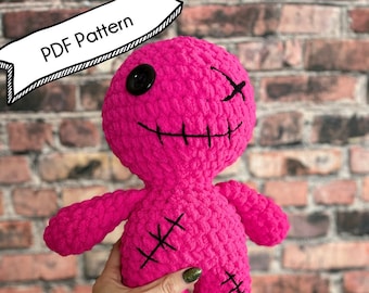 CROCHET PATTERN, Happy Creepy Guy Plush, Amigurumi, Zombie Doll, Voodoo Doll, Cute Gift, No Sew Crochet