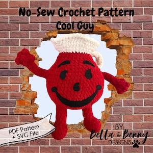 Patrón de crochet de peluche Cool Guy, amigurumi, muñeco, regalo bonito, crochet de costura baja