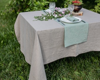 Natural Washed Linen Tablecloth, Handmade Table Linen, Custom Sizes,  Square, Rectangular Dinner Tablecloths