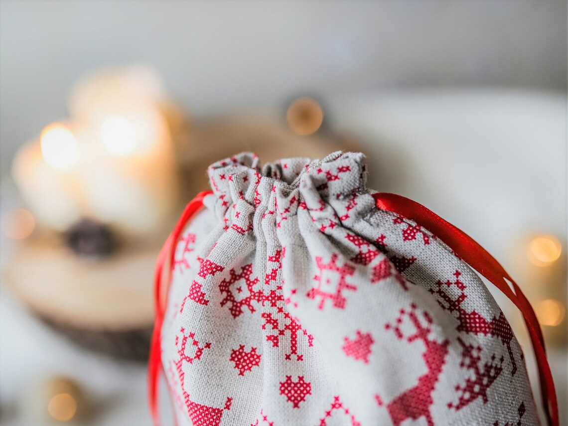 Christmas Gift Bags Christmas Drawstring Gift Bag Christmas - Etsy