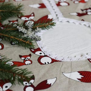 Christmas tree fox decor/Christmas Tree Skirt/Christmas Decoration/Woodland Christmas/Christmas Ornament/Fox Foxes decor/Christmas accents image 5