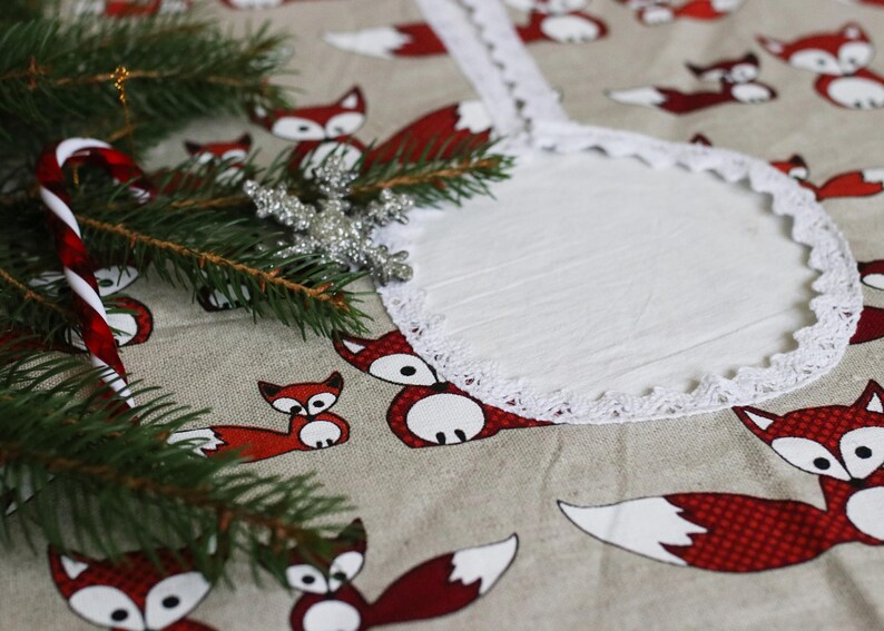 Christmas tree fox decor/Christmas Tree Skirt/Christmas Decoration/Woodland Christmas/Christmas Ornament/Fox Foxes decor/Christmas accents image 5