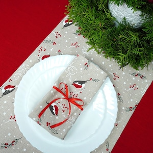 Linen Christmas napkins. Handmade cloth napkins with Christmas accent. Xmas dinner napkin. Christmas table decoration. Napkins for gift.