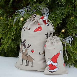 Christmas favor bags santa gift bag Christmas treats bag christmas santa bag favor bag santa claus bag christmas sackburlap christmas image 5