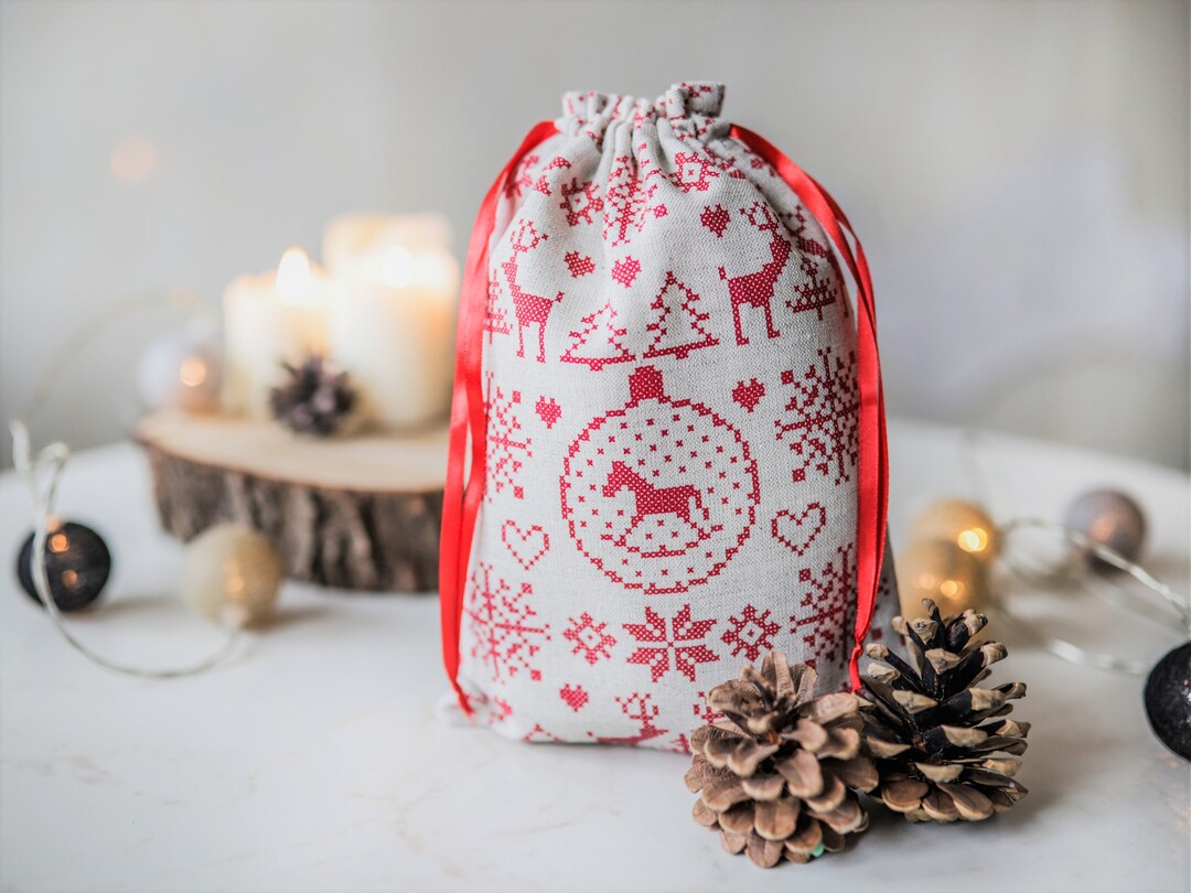 Christmas Gift Bags Christmas Drawstring Gift Bag Christmas - Etsy