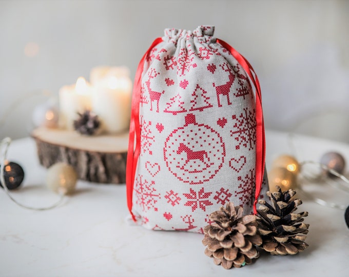Christmas Gift Bags Christmas Drawstring Gift Bag Christmas - Etsy