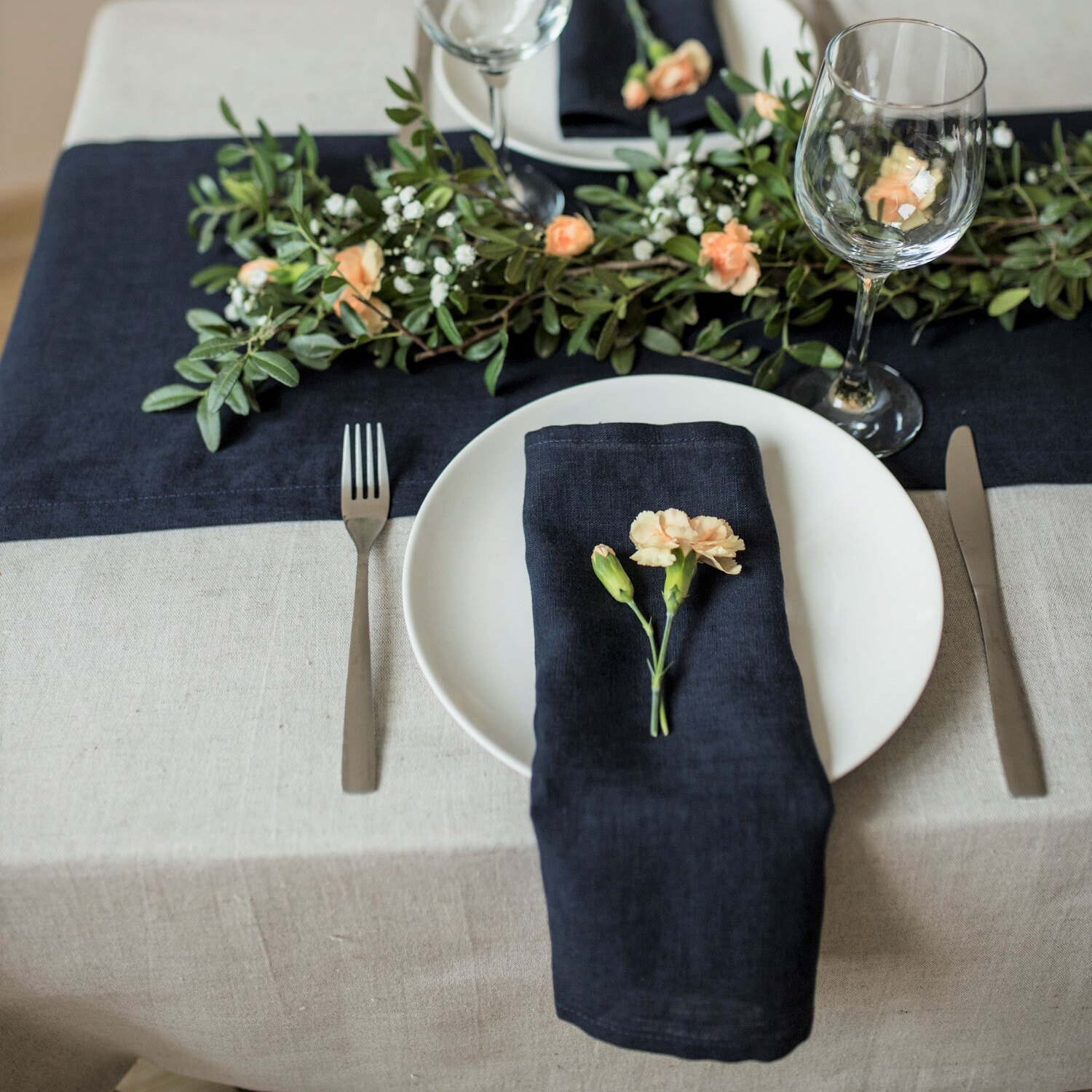 Dark Blue Wedding Table Napkins Navy Linen