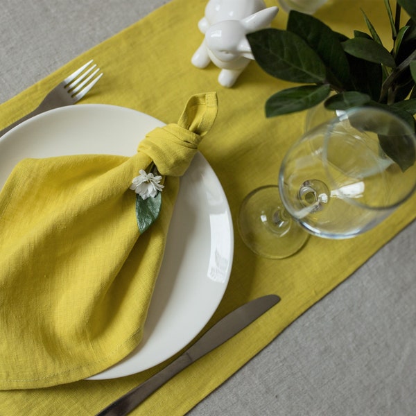 Chartreuse yellow linen cloth napkins, wedding napkin, wedding table cloths, eco friendly linen dinner napkins, linen table napkins