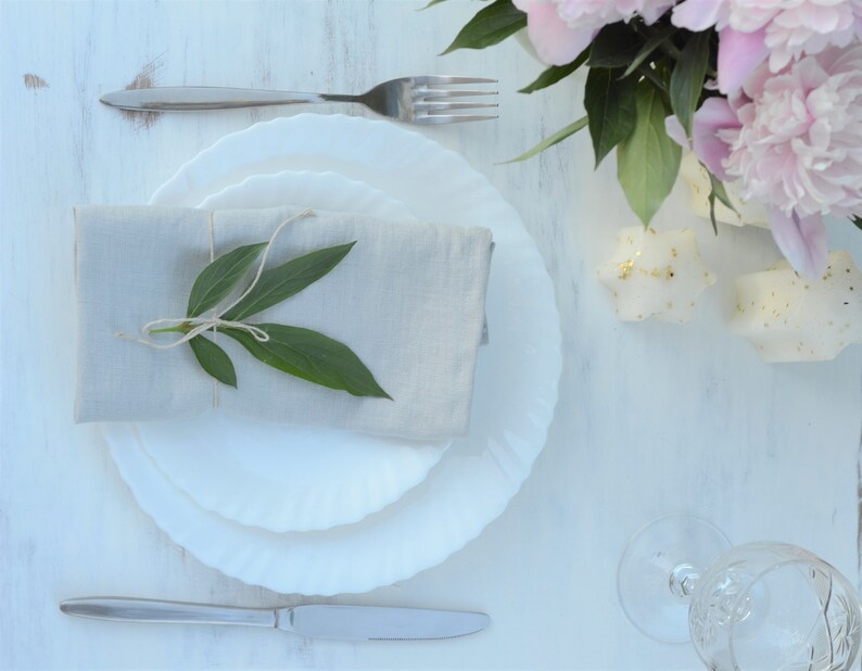 Light Gray Linen Wedding Napkins Cloth Napkins Wedding Table Etsy