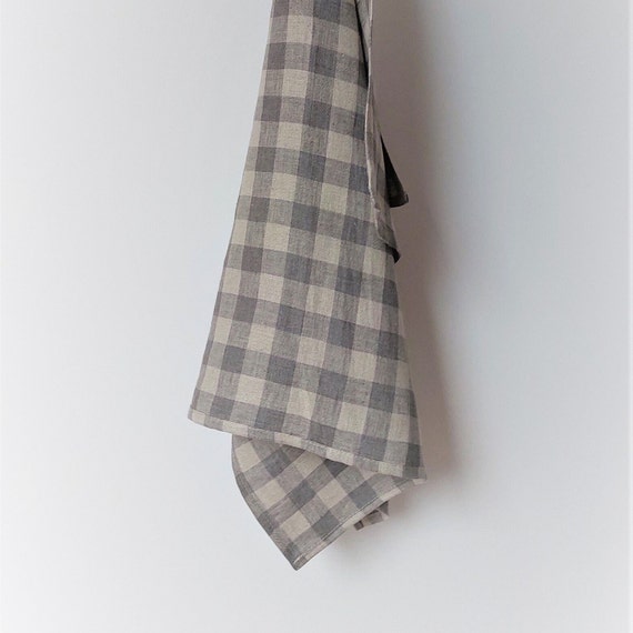 Linen Kitchen Towels. Checked Linen Tea Towel. Tartan Linen Hand