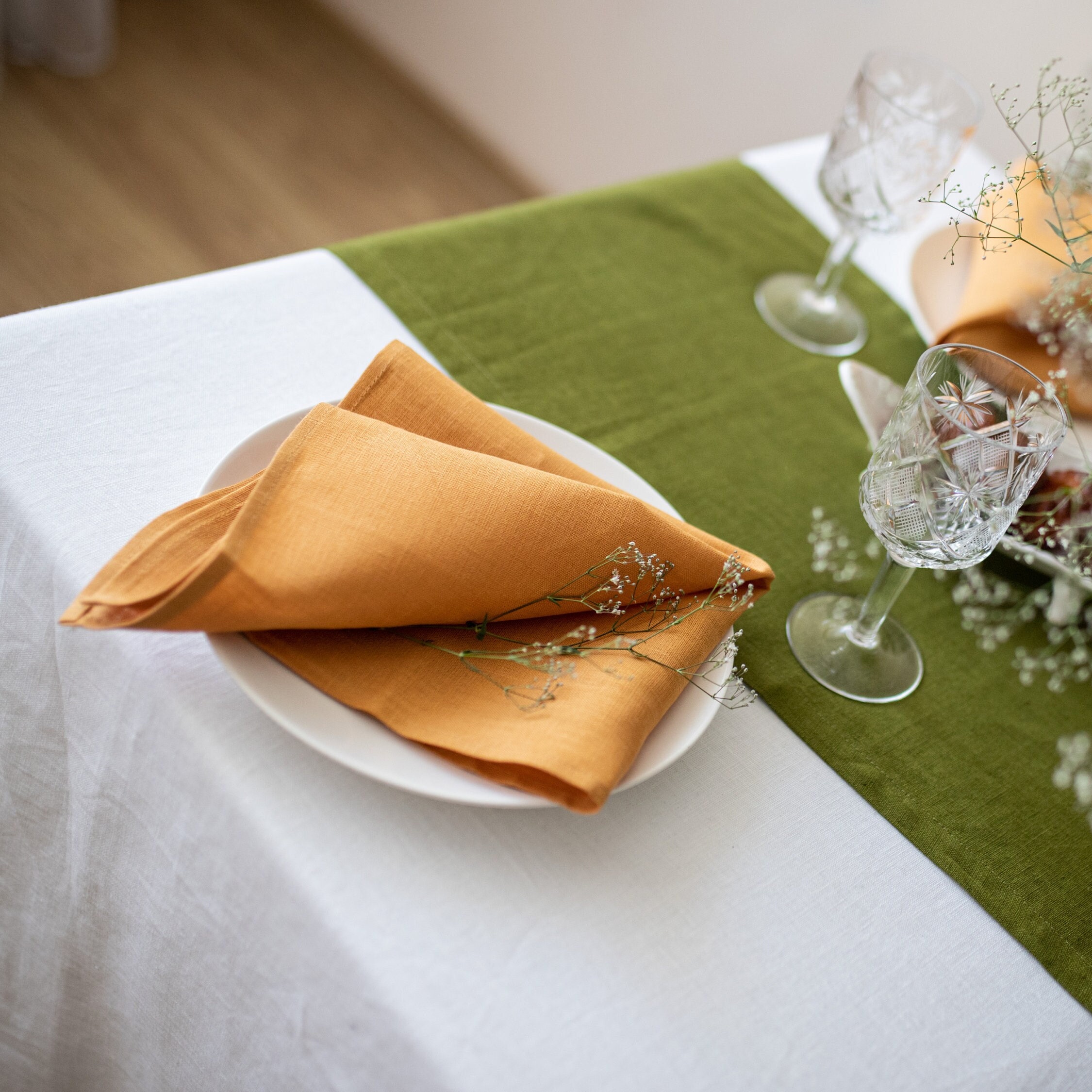 Orange linen dinner napkins 16 Dinner table cloth napkins Boho wedding napkins cloth Table linens Orange reusable party