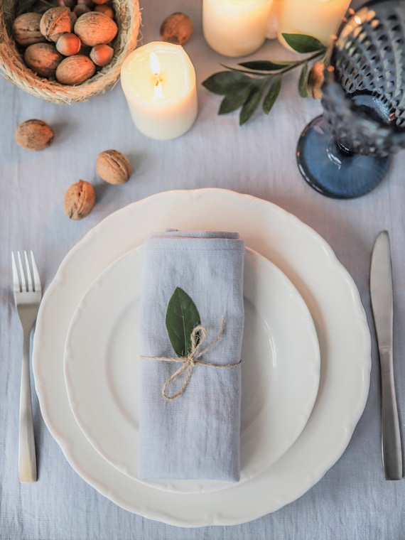 Dusty blue linen wedding napkins, dusty blue cloth napkins, soft washed  linen napkins cloth, linen napkin, dusty blue dinner napkins