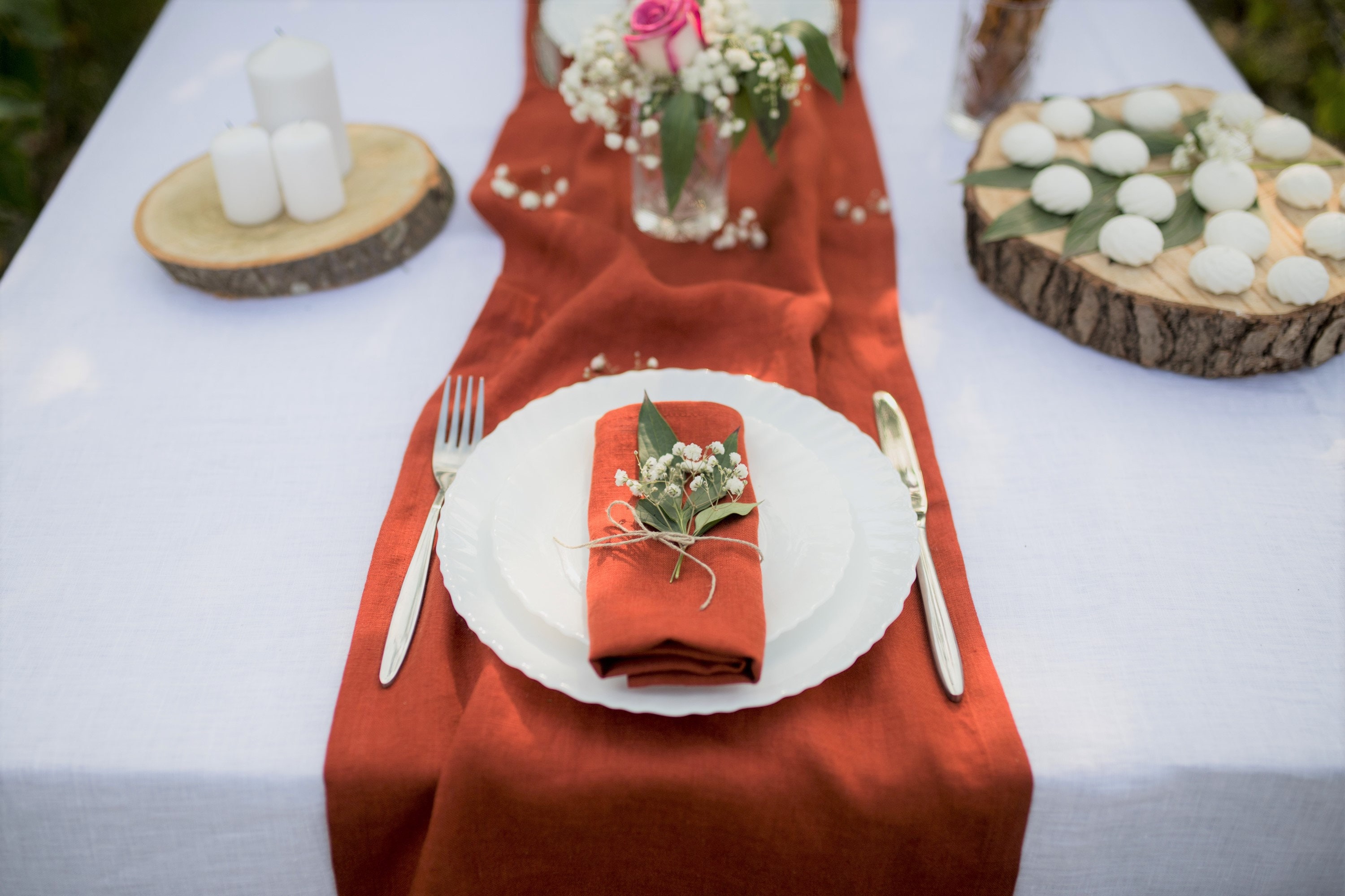 Burnt orangeTerracotta wedding linen napkins cloth napkins boho wedding napkins washed linen napkin table linen linen dinner
