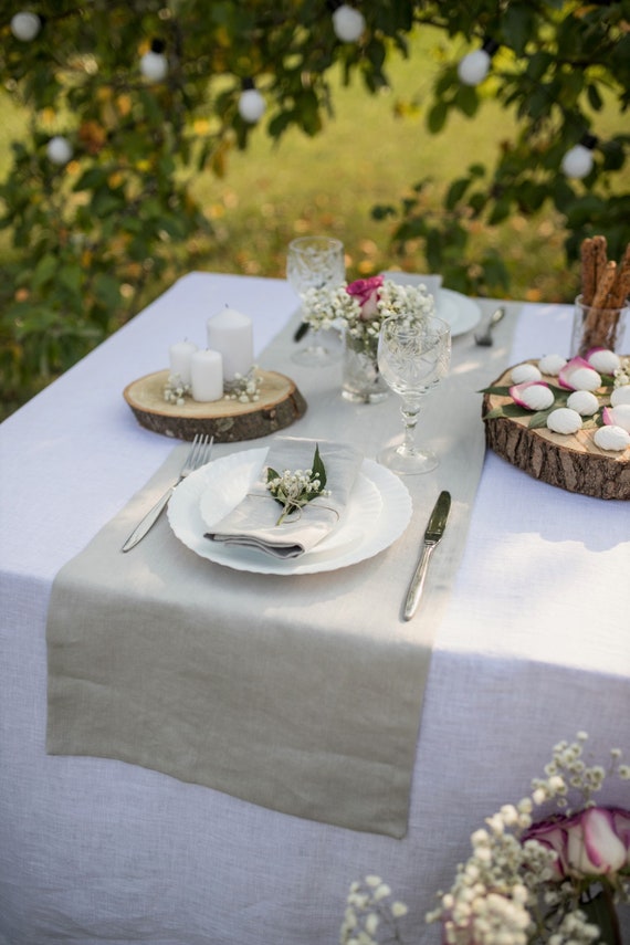 Gray Linen Table Runner, Linen Table Cloth, Table Runner Wedding, Washed Linen  Table Runner, Linens Table Topper, Kitchen Table Runners 