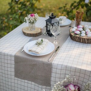 Plaid eco friendly linen tablecloth, holiday tablecloths, square, rectangular tablecloth, linen farmhouse tablecloth, dinning table clothes image 3