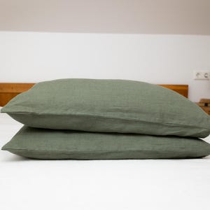 Sage green linen pillow cover. Natural linen pillow cases. Linen pillow shams. Washed linen pillow case. Custom size pillowcase. Flax pillow