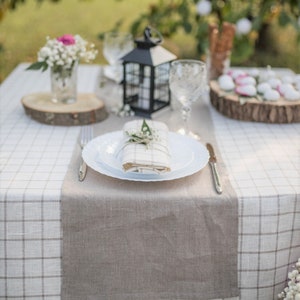 Plaid eco friendly linen tablecloth, holiday tablecloths, square, rectangular tablecloth, linen farmhouse tablecloth, dinning table clothes image 4