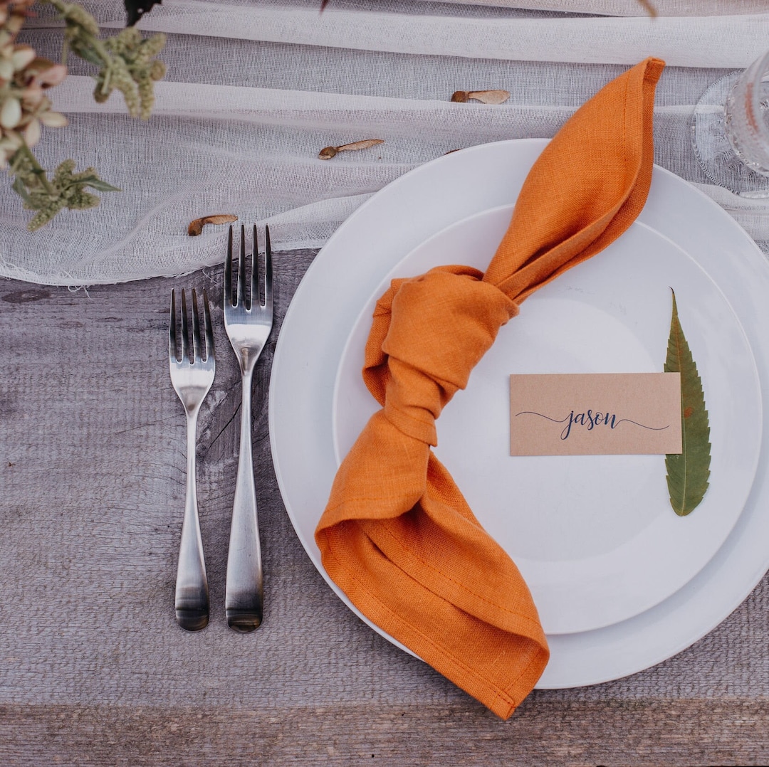 Burnt Orange Linen Cloth Napkins Burnt Orange Wedding Napkin Etsy UK