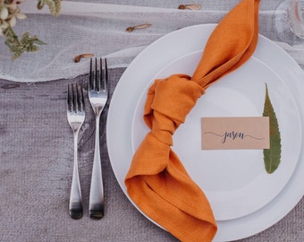 Burnt orange linen cloth napkins, burnt orange wedding napkin, wedding table cloths, Thanksgiving linen dinner napkins, linen table napkins