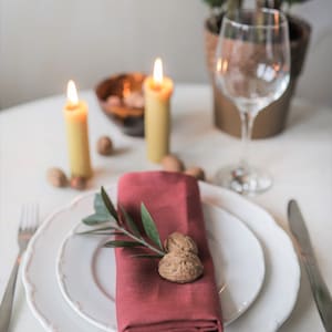 Linen cloth napkins 16&quot;, cloth napkin red, rustic linen napkins, Christmas table linen napkins, linen table cloth, flax dinner napkins