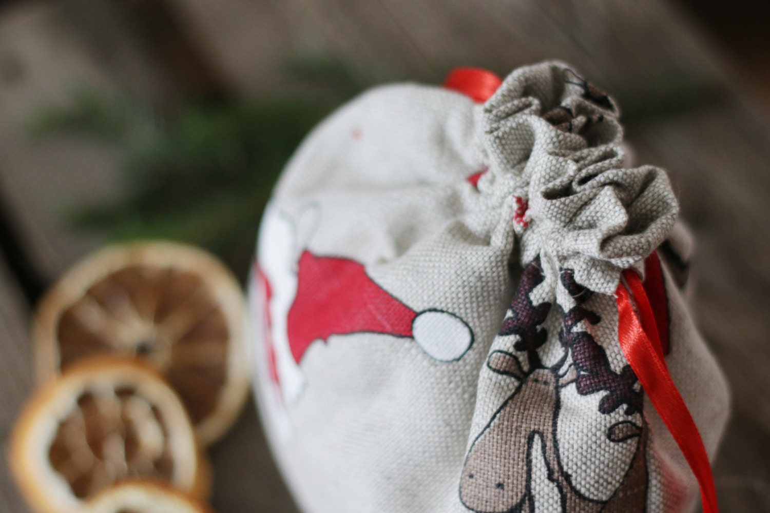 Christmas favor bags santa gift bag Christmas treats bag christmas santa bag favor bag santa claus bag christmas sackburlap christmas