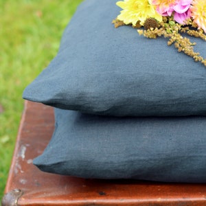 Gray, white, striped linen pillow case, natural bed linen, soft pillowcase, rustic pillowcase, standard pillow case, natural pillowcase, image 9