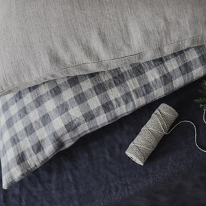 Gray, white, striped linen pillow case, natural bed linen, soft pillowcase, rustic pillowcase, standard pillow case, natural pillowcase, image 6