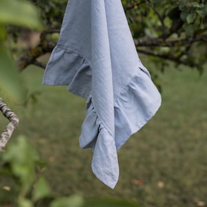 Stoffige blauwe gegolfde linnen keukenhanddoeken, shabby chique handdoek, keukenlinnen handdoek, boerderijtheedoek, natuurlijke handdoek, milieuvriendelijke handdoek