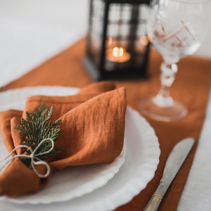 Burnt orange linen wedding napkins, cloth wedding napkins, washed linen dinner cloth napkins, linen napkin, linen table cloths