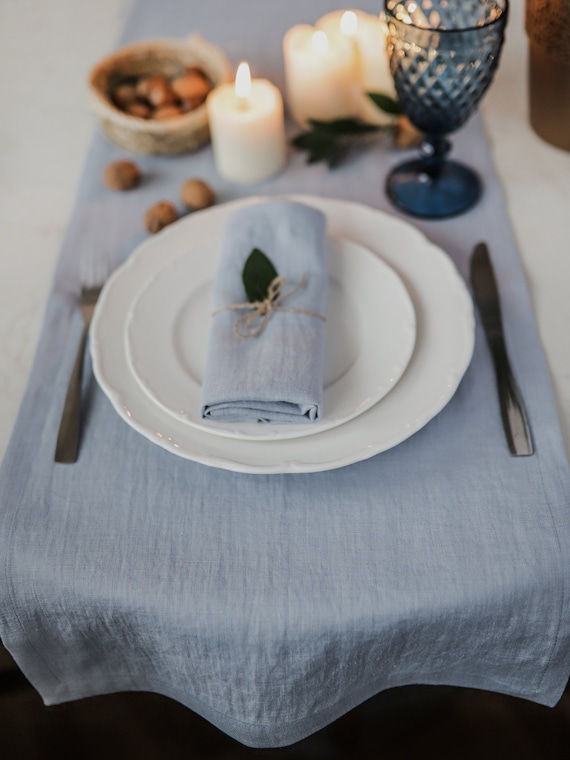 Dusty Blue Wedding Cloth Napkins, Dusty Blue Napkin, Dusty Blue Table Cloth,  Linen Wedding Napkins, Soft Dusty Blue Dinner Napkins 