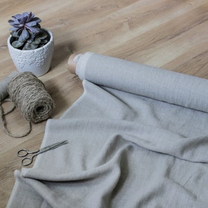 Natural washed linen fabric by yard. Natural softened linen fabric by meter. 100% flax for crafts. Cut-to-length linen fabric for sewing