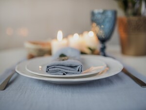 Lot De 8 Serviettes En Tissu Polyester Bleu Ciel – 48x48 Cm – Pour Mariage, Fête, Décoration De Table