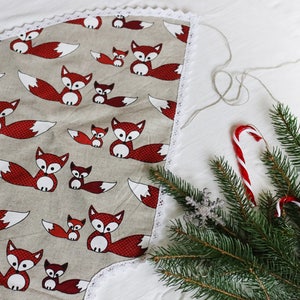 Christmas tree fox decor/Christmas Tree Skirt/Christmas Decoration/Woodland Christmas/Christmas Ornament/Fox Foxes decor/Christmas accents image 9