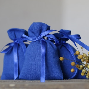 Set da 10 sacchetti di lino blu royal, sacchetti regalo per bomboniere, sacchetti per damigelle d'onore, bomboniere per baby shower, sacchetti per battesimo, sacchetti per caramelle, sacchetti regalo in lino