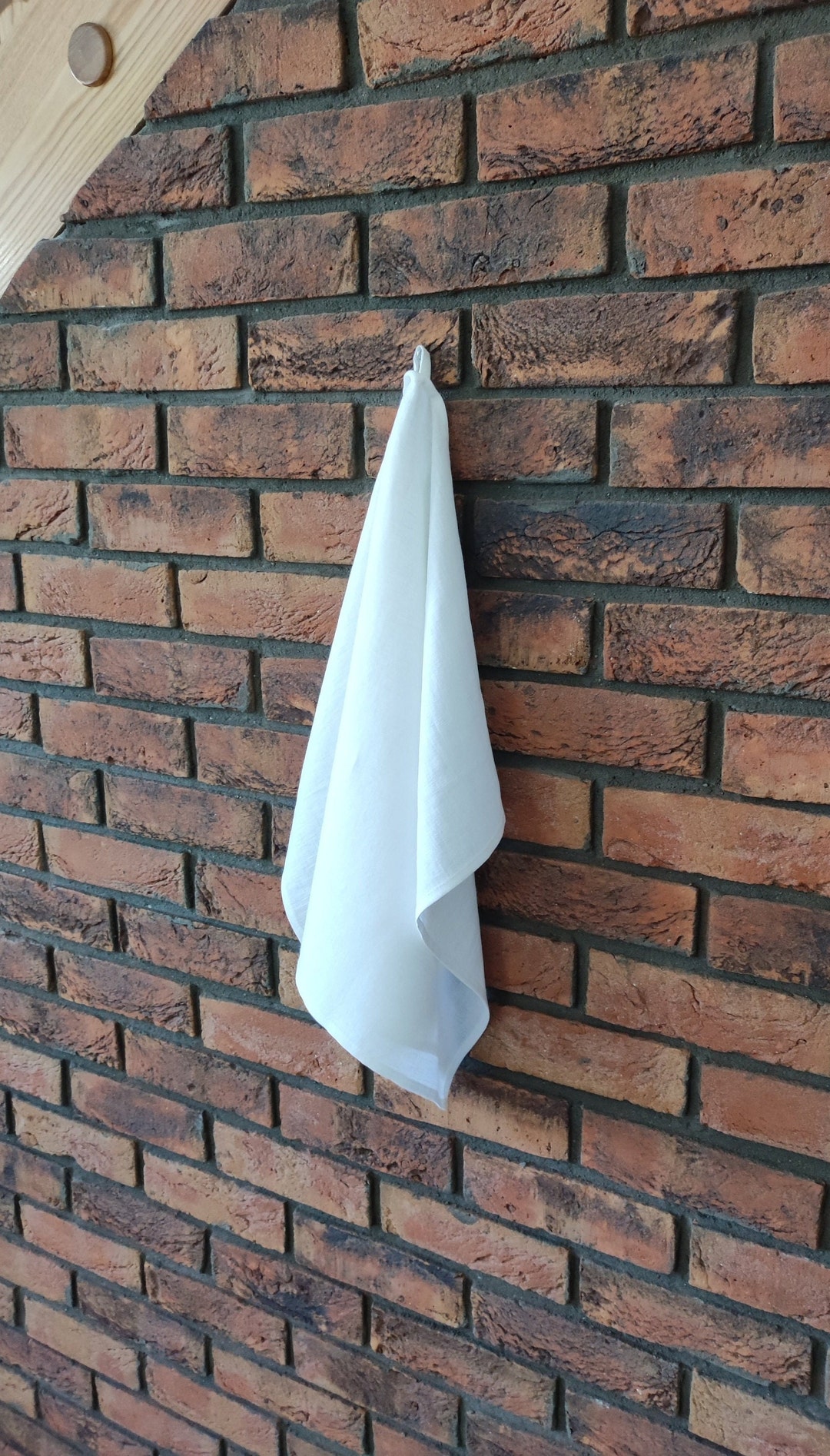 Hanging Kitchen White Linen Dishtowels, Non Allergic Fabric, Best