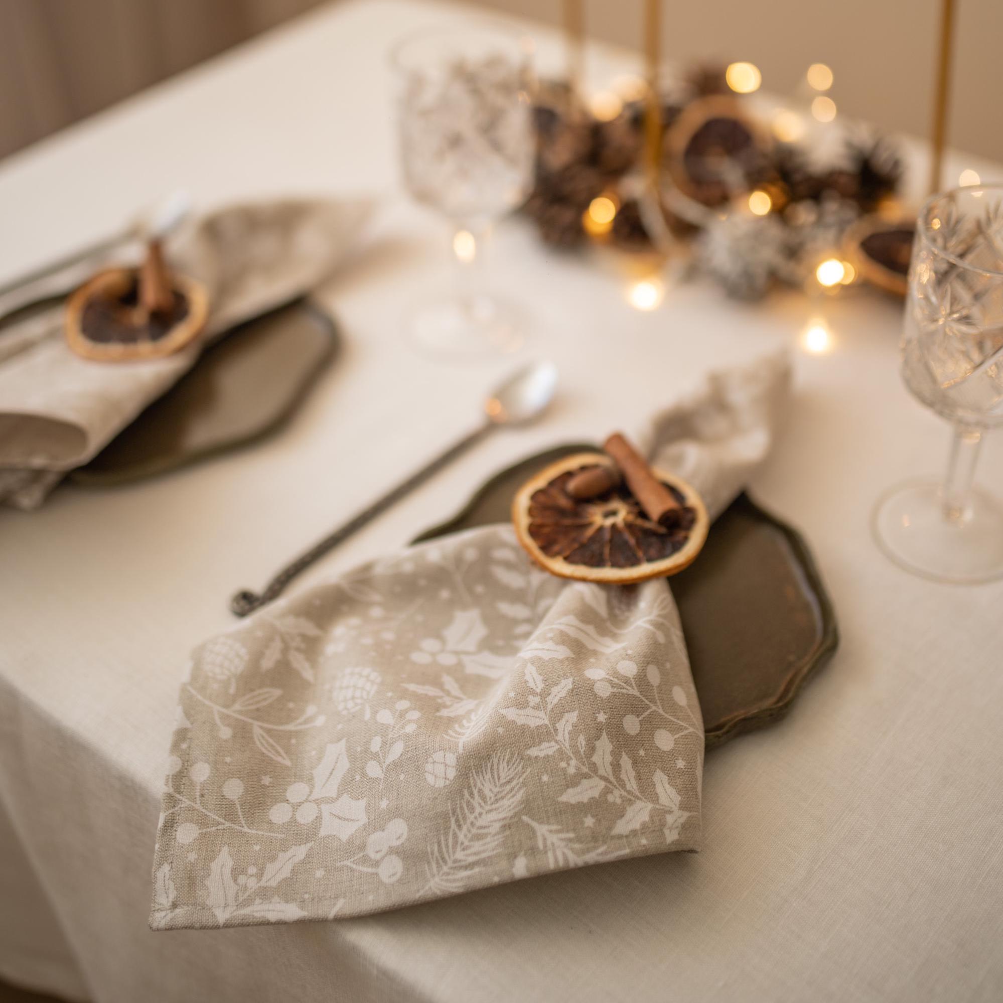 Grey cloth xmas dinner napkins - Etsy 日本
