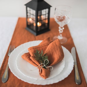 Burnt orange linen napkins, Thanksgiving table cloth napkins, washed linen dinner cloth napkins, linen napkin, linen table cloths