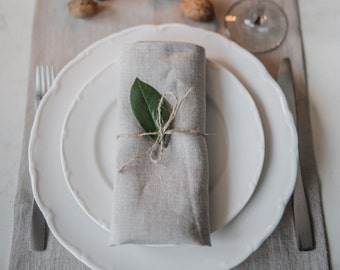 Softened linen napkins for table setting, reusable linen napkins for restaurant 18x22, rustic linen cloth napkins