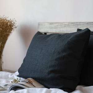 Funda de almohada de lino a cuadros blancos y negros, funda de almohada de lino a cuadros, funda de almohada a cuadros, funda de almohada de lino a cuadros, almohada a cuadros imagen 7