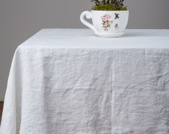 Fringed Tablecloths of Stone washed Linen for Table Decor, fringes linen table cloth for rustic dinning, wedding table
