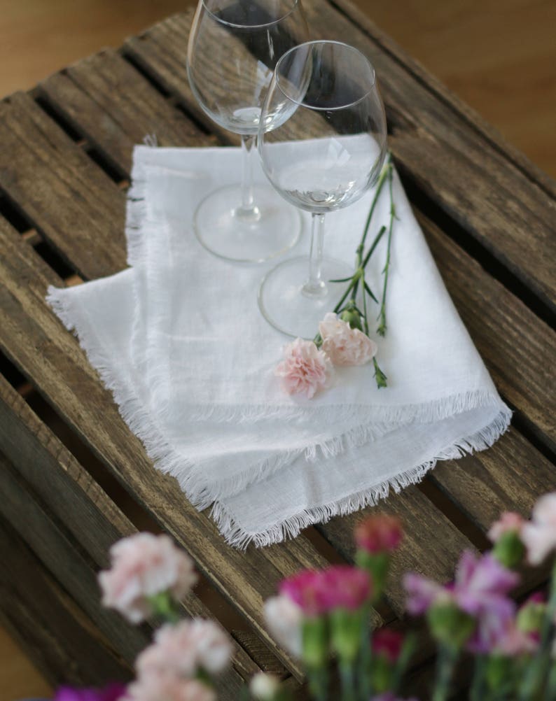 Linen napkins, cloth napkins, sizes 12, 14, 16, 18, 20, soft, washed linen, Wedding napkins, restaurant napkins, table cloth linen 1. White
