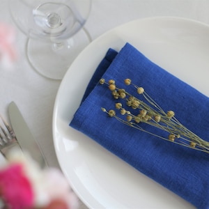 Cobalt Blue linen napkin, cloth dining napkins, linen table cloth, table linens, blue table decor, stone-washed linen cloth napkins