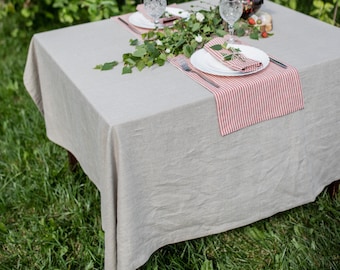Natural linen tablecloth. Soft, washed linen tablecloth. Square, rectangular flax tablecloth. Linen dining tablecloth. Custom tablecloth