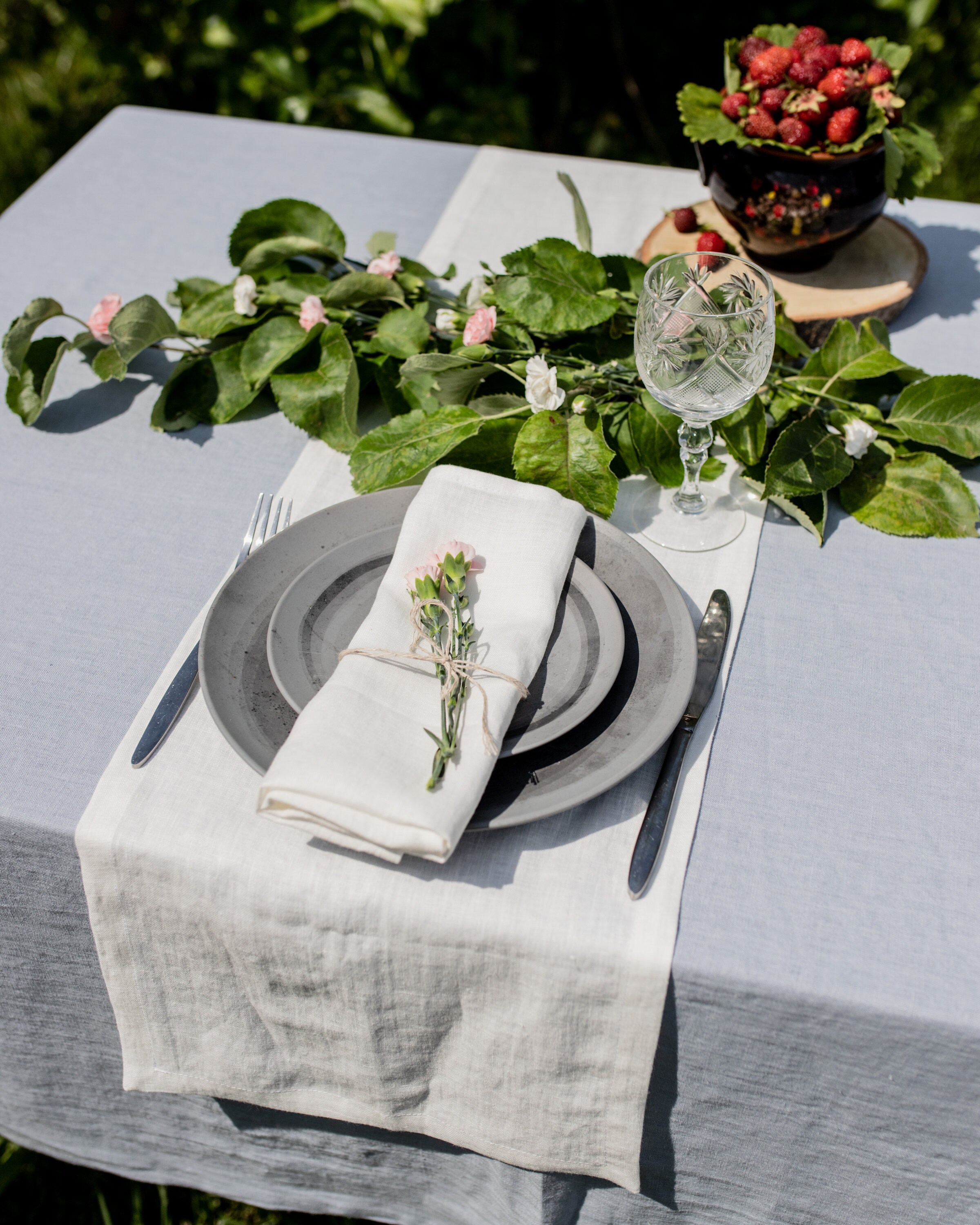 Natural Linen Napkins Set. Kitchen Table Napkin Cloths. 