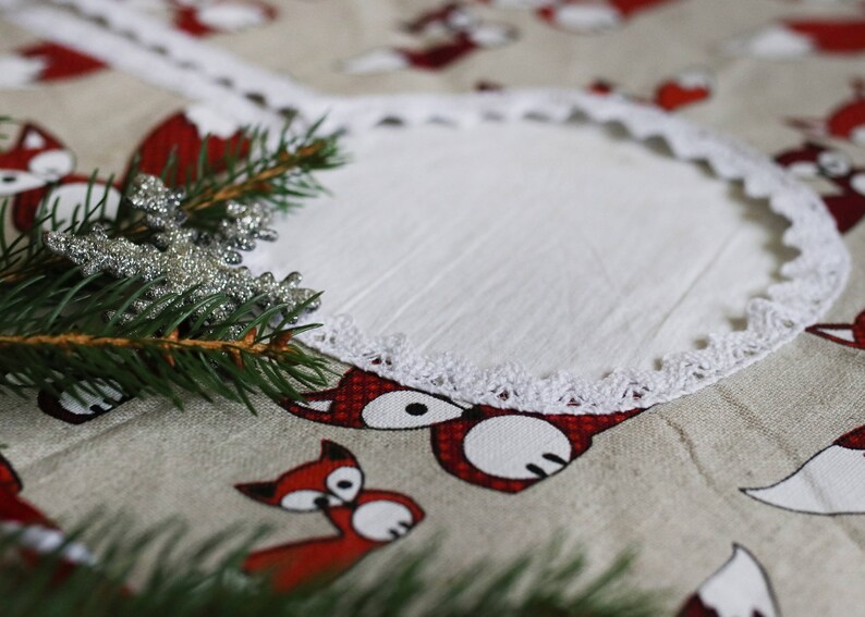 Christmas tree fox decor/Christmas Tree Skirt/Christmas Decoration/Woodland Christmas/Christmas Ornament/Fox Foxes decor/Christmas accents image 6