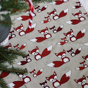 Christmas tree fox decor/Christmas Tree Skirt/Christmas Decoration/Woodland Christmas/Christmas Ornament/Fox Foxes decor/Christmas accents image 1