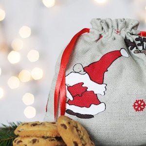 Christmas favor bags santa gift bag Christmas treats bag christmas santa bag favor bag santa claus bag christmas sackburlap christmas image 3